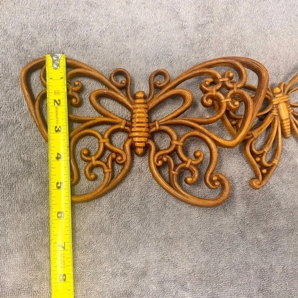 Vintage Burwood Products Butterfly Wall Decor Set of 3 Gold MCM 1970s USA Ratan
